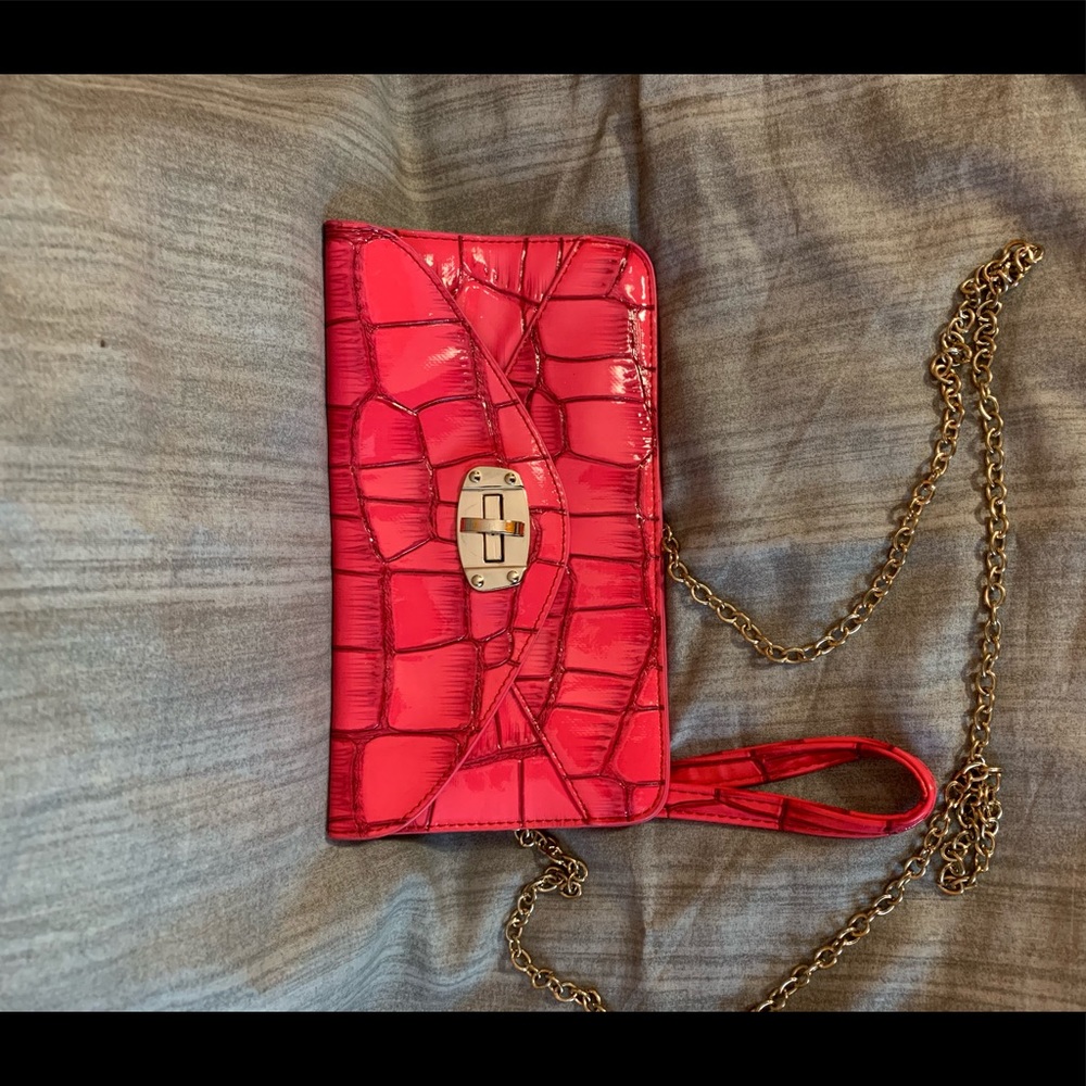 Pink Leather Clutch